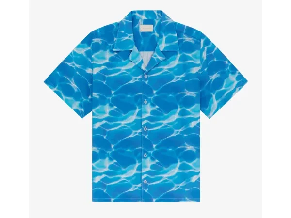 Aime Leon Aqua Print Seersucker T shirt