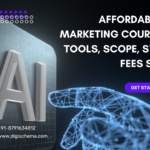 image shows Affordable Digital Marketing Course With AI Tools, Scope, Syllabus & Fees Structure and digi schema logo and contact information