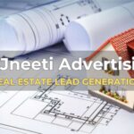 the image shows some building an the text Lead Generation overlay on the image and there is also the logo of aajneeti advertising .